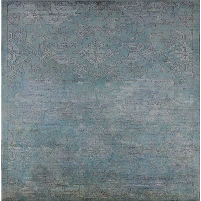 Square Mid-Century Modern Light Slate Gray Oriental Rug, urb2734