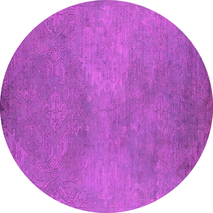 Round Machine Washable Oriental Pink Industrial Rug, wshurb2734pnk