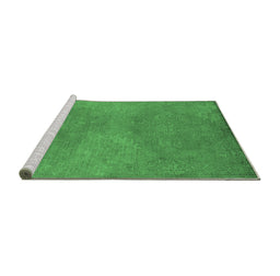 Sideview of Machine Washable Oriental Emerald Green Industrial Area Rugs, wshurb2734emgrn