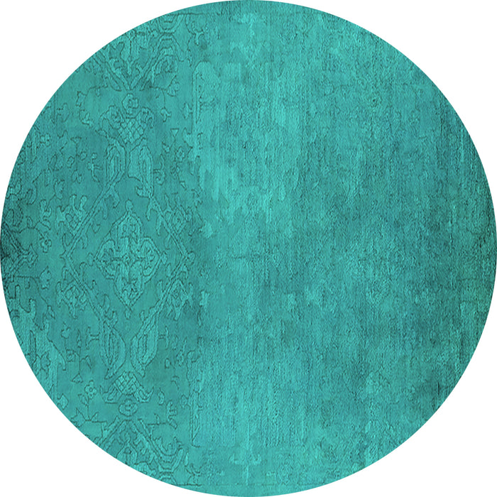 Round Oriental Turquoise Industrial Rug, urb2734turq