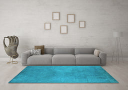 Machine Washable Oriental Light Blue Industrial Rug in a Living Room, wshurb2734lblu