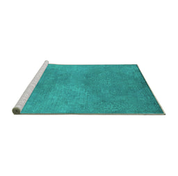 Sideview of Machine Washable Oriental Turquoise Industrial Area Rugs, wshurb2734turq