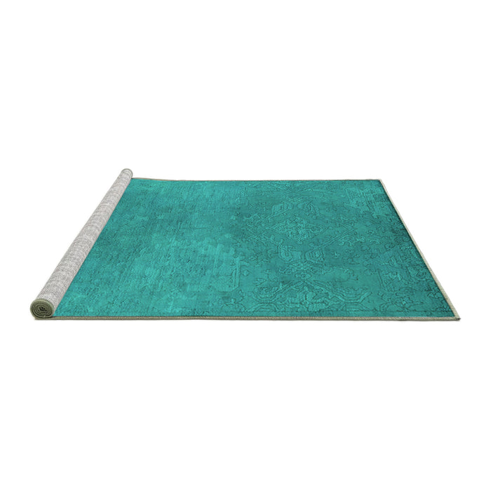 Sideview of Machine Washable Oriental Turquoise Industrial Area Rugs, wshurb2734turq