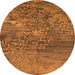 Round Machine Washable Oriental Orange Industrial Area Rugs, wshurb2735org