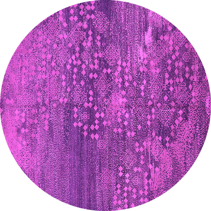 Round Machine Washable Oriental Pink Industrial Rug, wshurb2735pnk