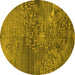 Round Oriental Yellow Industrial Rug, urb2735yw