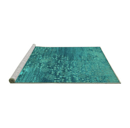Sideview of Machine Washable Oriental Turquoise Industrial Area Rugs, wshurb2735turq
