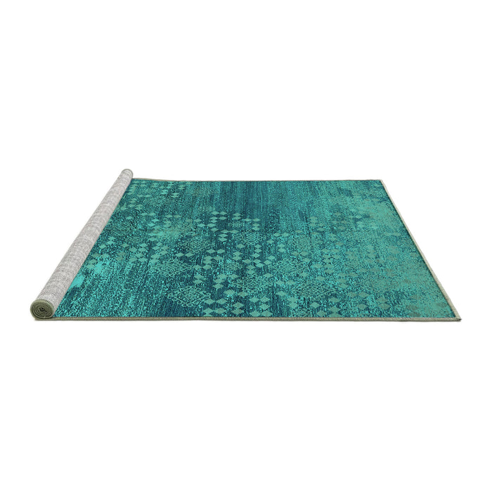 Sideview of Machine Washable Oriental Turquoise Industrial Area Rugs, wshurb2735turq