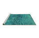 Sideview of Machine Washable Oriental Turquoise Industrial Area Rugs, wshurb2735turq