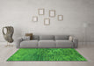 Machine Washable Oriental Green Industrial Area Rugs in a Living Room,, wshurb2735grn