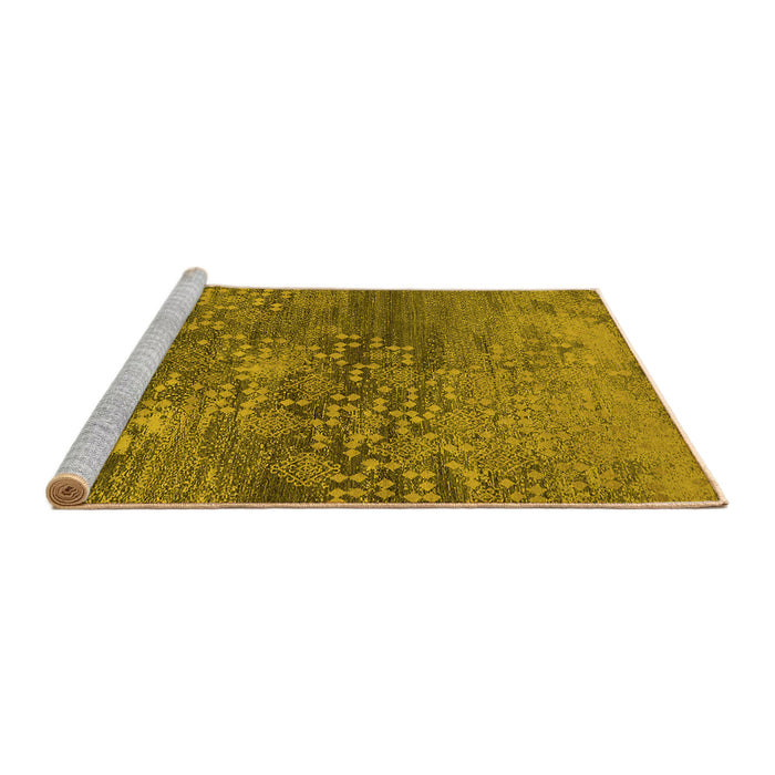 Sideview of Machine Washable Oriental Yellow Industrial Rug, wshurb2735yw
