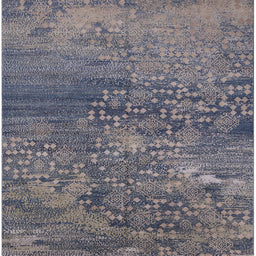 Square Mid-Century Modern Purple Navy Blue Oriental Rug, urb2735
