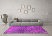 Machine Washable Oriental Pink Industrial Rug in a Living Room, wshurb2735pnk