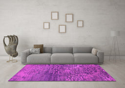 Machine Washable Oriental Pink Industrial Rug in a Living Room, wshurb2735pnk