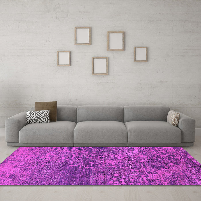 Machine Washable Oriental Pink Industrial Rug in a Living Room, wshurb2735pnk