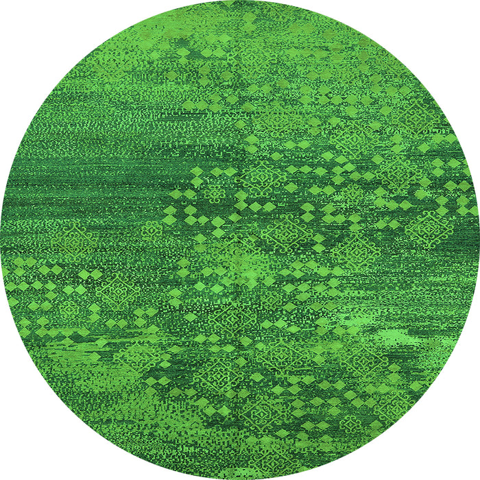 Round Oriental Green Industrial Rug, urb2735grn