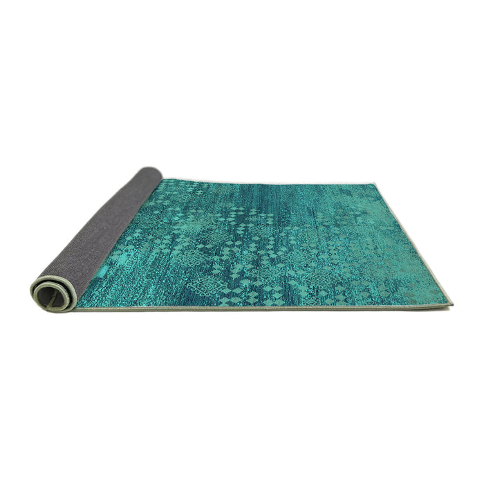 Sideview of Oriental Turquoise Industrial Rug, urb2735turq