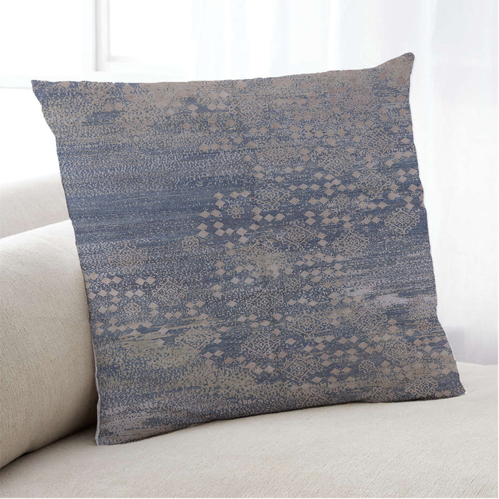 Lifestyle Image of Mid-Century Modern Urban Square Purple Navy Blue Throw Pillow, 18 inch by 18 inch, pwurb2735