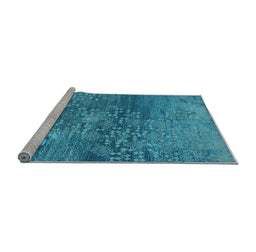 Sideview of Machine Washable Oriental Light Blue Industrial Rug, wshurb2735lblu