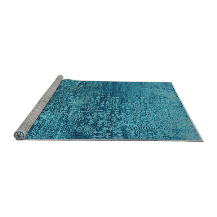 Sideview of Machine Washable Oriental Light Blue Industrial Rug, wshurb2735lblu