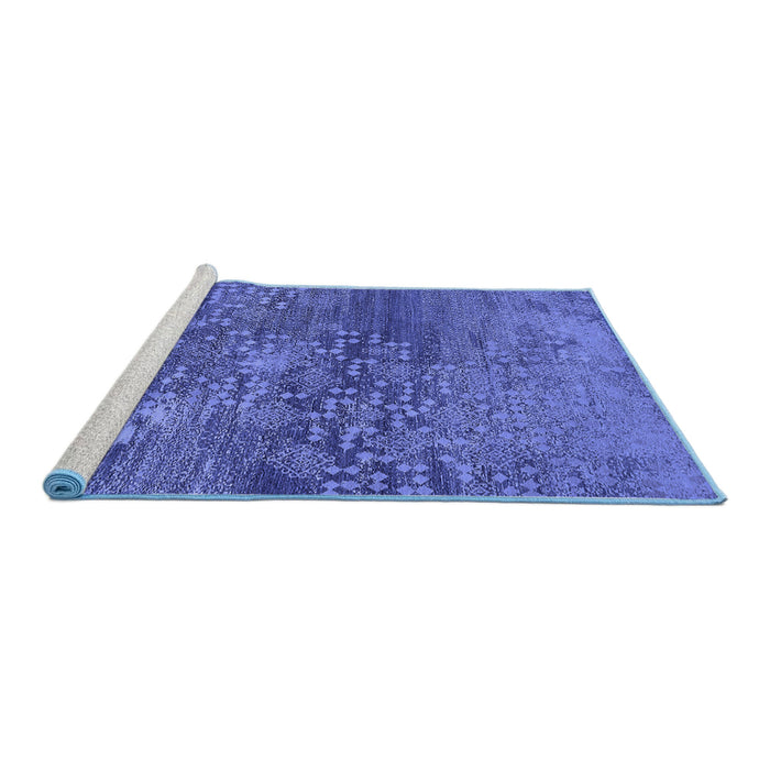 Sideview of Machine Washable Oriental Blue Industrial Rug, wshurb2735blu