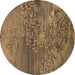 Round Oriental Brown Industrial Rug, urb2735brn