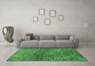 Machine Washable Oriental Emerald Green Industrial Area Rugs in a Living Room,, wshurb2735emgrn