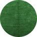 Round Machine Washable Oriental Emerald Green Industrial Area Rugs, wshurb2736emgrn