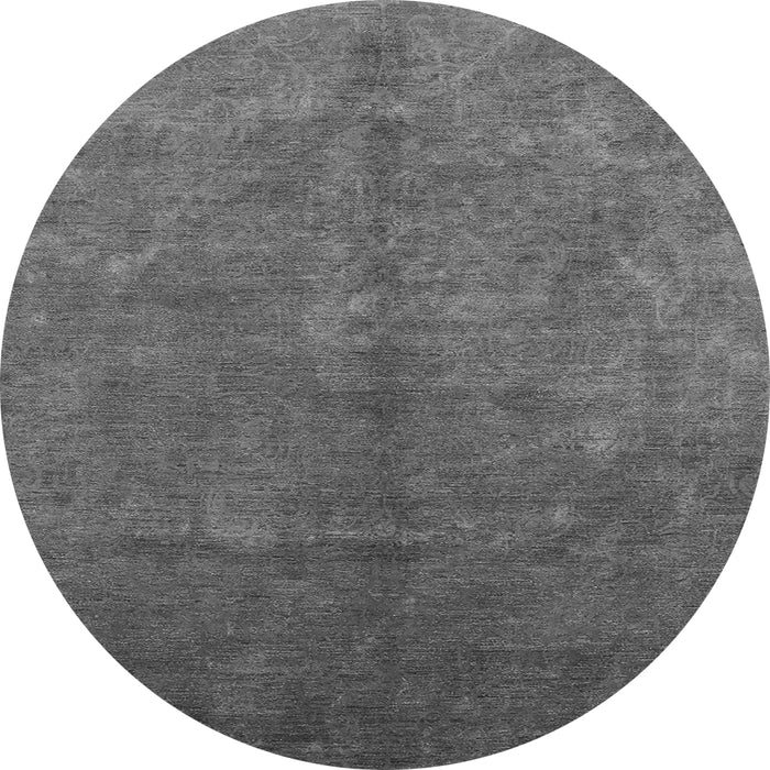 Round Machine Washable Oriental Gray Industrial Rug, wshurb2736gry