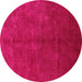 Round Machine Washable Oriental Pink Industrial Rug, wshurb2736pnk