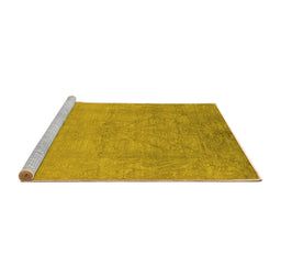 Sideview of Machine Washable Oriental Yellow Industrial Rug, wshurb2737yw