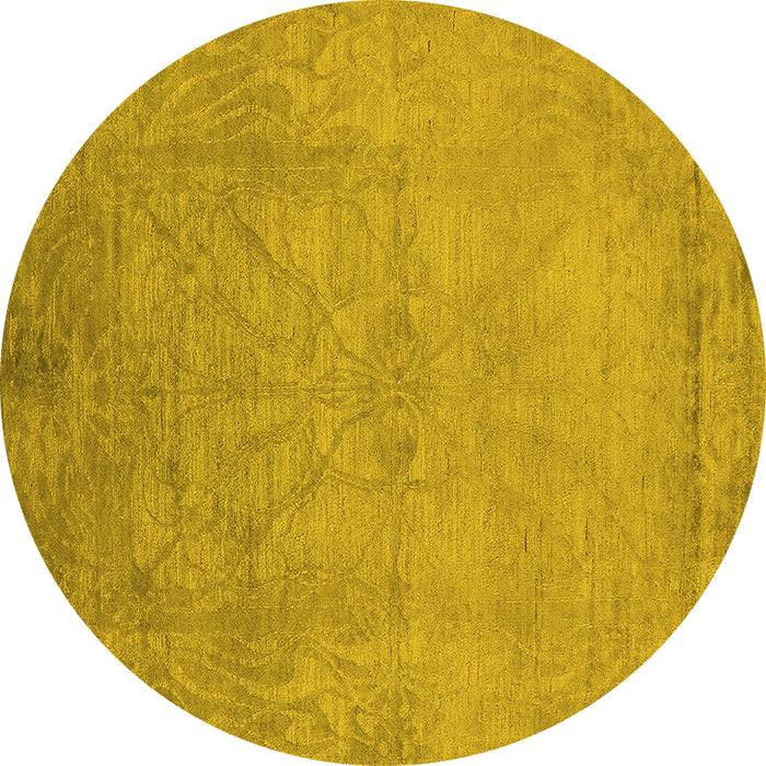 Round Oriental Yellow Industrial Rug, urb2737yw