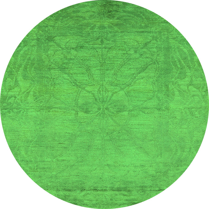Round Oriental Green Industrial Rug, urb2737grn