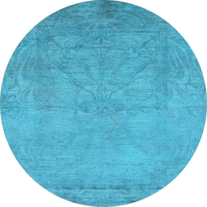 Round Oriental Light Blue Industrial Rug, urb2737lblu