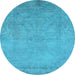 Round Oriental Light Blue Industrial Rug, urb2737lblu