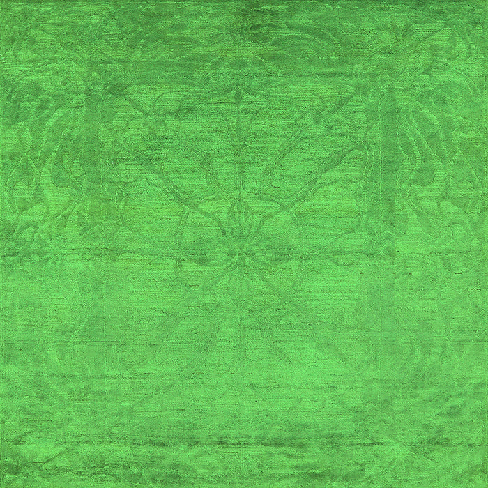 Square Machine Washable Oriental Green Industrial Area Rugs, wshurb2737grn
