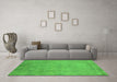 Machine Washable Oriental Green Industrial Area Rugs in a Living Room,, wshurb2737grn