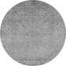 Round Machine Washable Oriental Gray Industrial Rug, wshurb2737gry