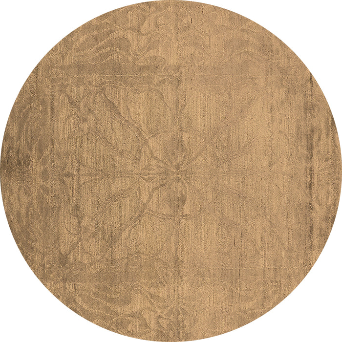 Round Machine Washable Oriental Brown Industrial Rug, wshurb2737brn
