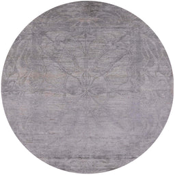 Round Mid-Century Modern Dark Gray Oriental Rug, urb2737