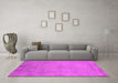 Machine Washable Oriental Pink Industrial Rug in a Living Room, wshurb2737pnk