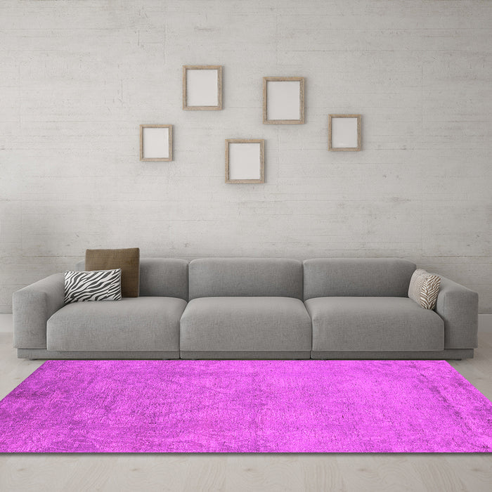 Machine Washable Oriental Pink Industrial Rug in a Living Room, wshurb2737pnk
