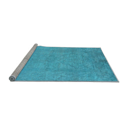 Sideview of Machine Washable Oriental Light Blue Industrial Rug, wshurb2737lblu