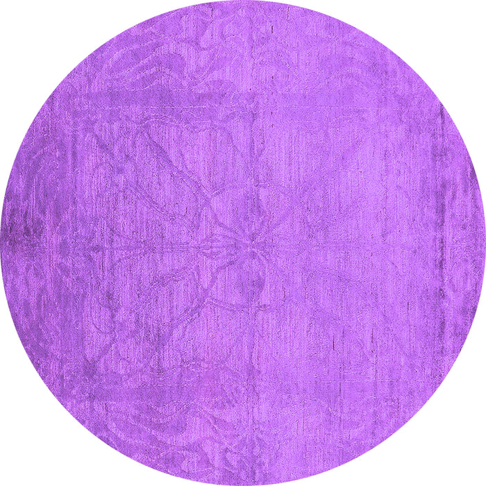 Round Machine Washable Oriental Purple Industrial Area Rugs, wshurb2737pur