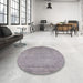 Round Mid-Century Modern Dark Gray Oriental Rug in a Office, urb2737