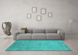 Machine Washable Oriental Turquoise Industrial Area Rugs in a Living Room,, wshurb2737turq