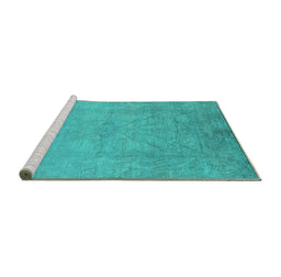 Sideview of Machine Washable Oriental Turquoise Industrial Area Rugs, wshurb2737turq