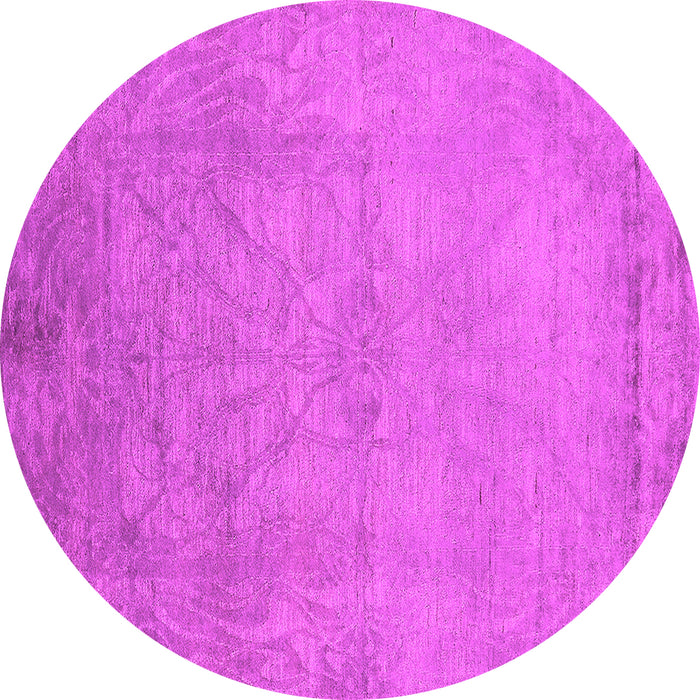 Round Machine Washable Oriental Pink Industrial Rug, wshurb2737pnk