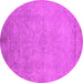 Round Machine Washable Oriental Pink Industrial Rug, wshurb2737pnk