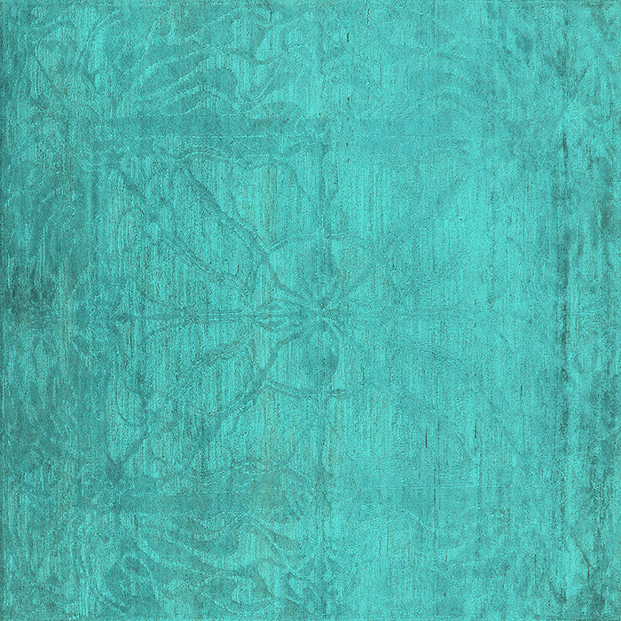Square Machine Washable Oriental Turquoise Industrial Area Rugs, wshurb2737turq